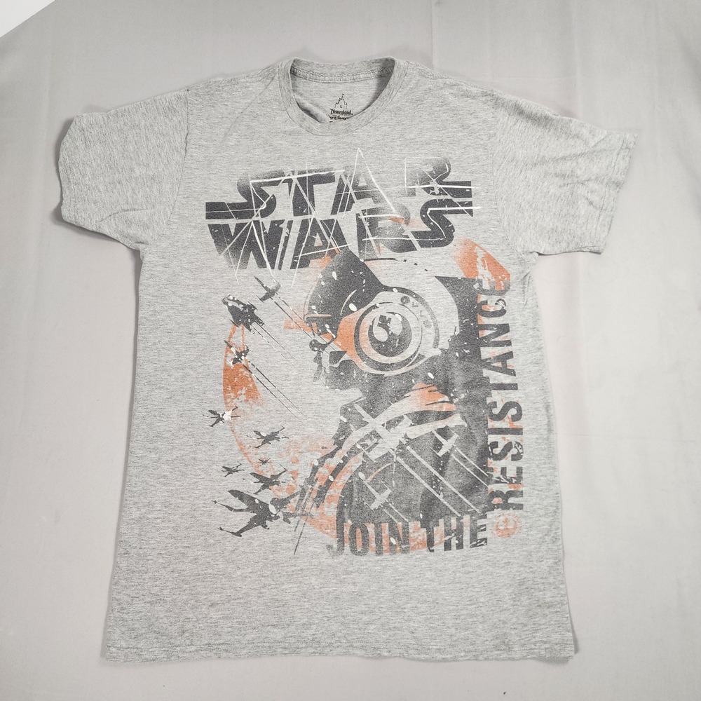 Disney Parks Star Wars Join The Resistance Gray Graphic T-Shirt Hanes Large